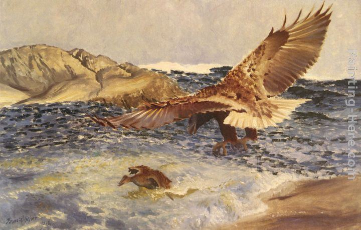 Bruno Liljefors A Sea Eagle Chasing Eider Duck
